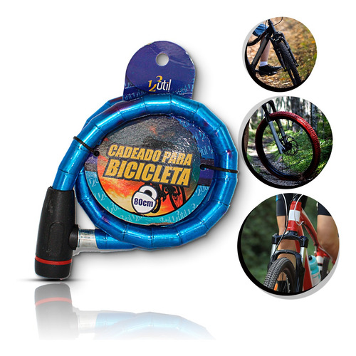 Cadeado Para Bicicleta 80cm*18mm Cor:azul