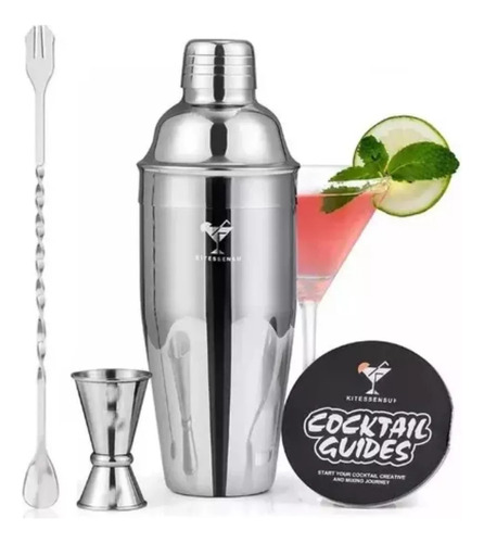 Set 3 Piezas Coctelera Barman Cuchara Jigger Medidor  