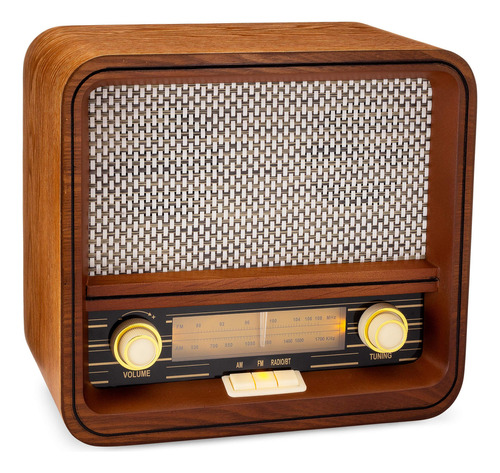 Radio Vintage De Madera Con Bluetooth Y Entrada Auxiliar