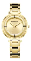 Comprar Reloj Mini Focus Para Dama Modelo Delicado Y Sutil Correa Dorado Bisel Dorado Fondo Dorado
