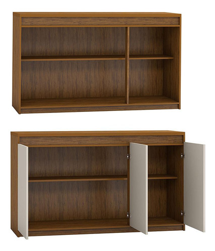Balcão Buffet Com Moldura 3 Portas Lirio Seda/off White