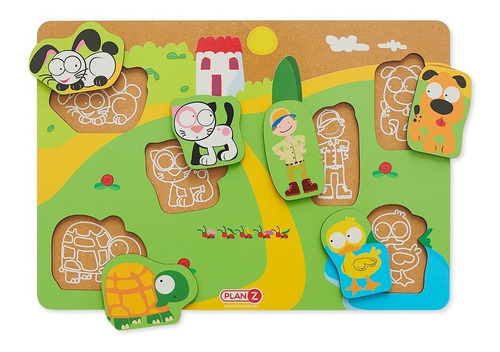 Imagen 1 de 8 de Juego Encastre Madera Animales Simple Infantil Niños
