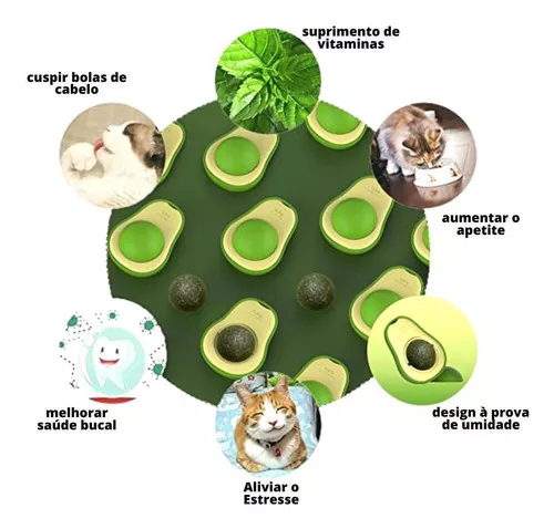 Imagem 6 de 7 de Brinquedo Interativo De Gato Bola Catnip Abacate Com Adesivo
