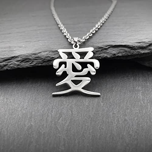 Wchama Love Kanji Collar Japonés Para Hombres Mujeres Cadena