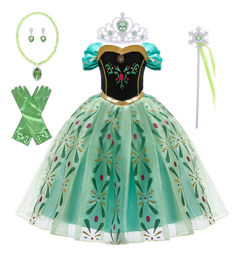 Vestido Anna Princess, Frozen Para Meninas, Saia Estampada D