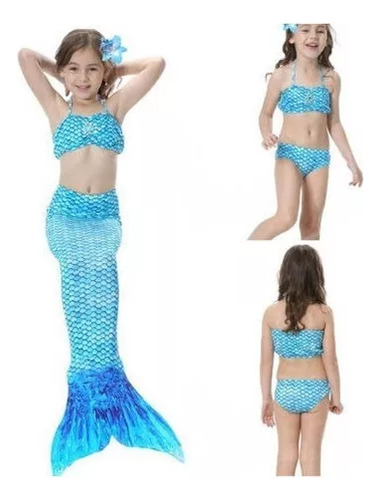 Conjunto De Bikini Con Cola De Sirena For Niñas