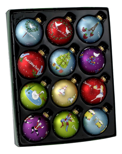 Kurt Adler 12 Adornos De Bolas De Navidad, 2.559 in, Juego D