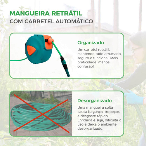 Enrolador Retrátil Automático C/ Mangueira De Água - 20m