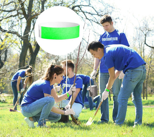 Pulseras De Tyvek Verde Neón Eventos 200 Unidades Puls...