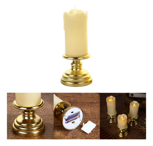 Luz De Parpadeo De Vela Electrónica Sin Llama Para 7cmx16cm