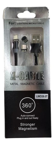 Cable Magnético 3 Puntas Compatible Lightning Tipo C V8 2.4a