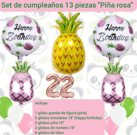 Set 13 Globos Decoración Cumpleaños Motivo De Piña