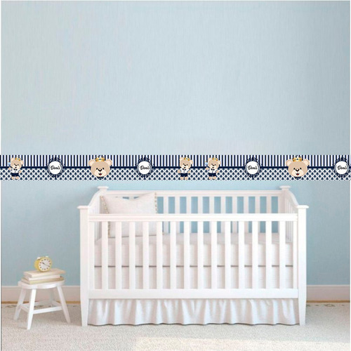 Imagem 2 de 2 de Faixa Decorativa Ursinho Príncipe Adesivo Border + Nome 03
