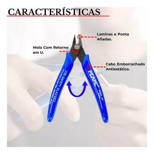 A Kit 5 Alicates Corte Rente Diagonal De Precisão