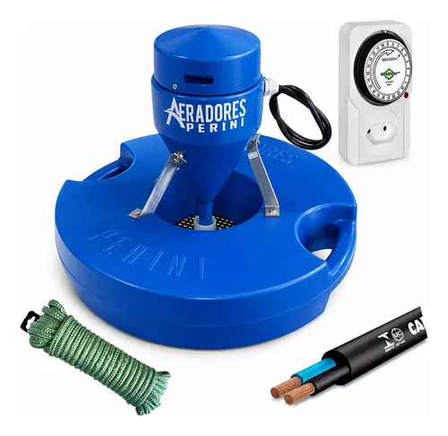 Kit Aerador Piscicultura Chafariz 1/2cv Cabo Timer Corda