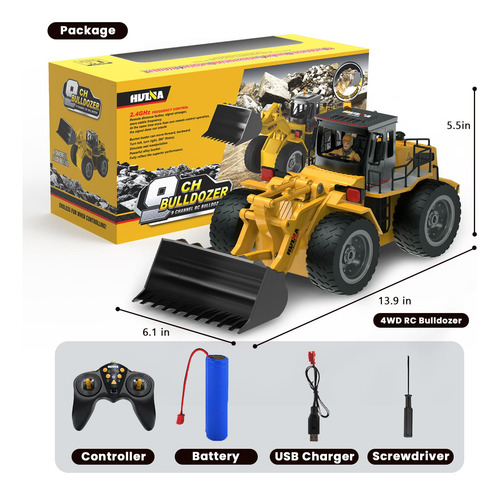 Hzq Rc Bulldozer Toy Vehículo De Construcción Rc Bulldozer