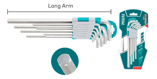 Juego De Llaves Allen Hexagonales 9 Pzas 1,5mm A 10mm Total