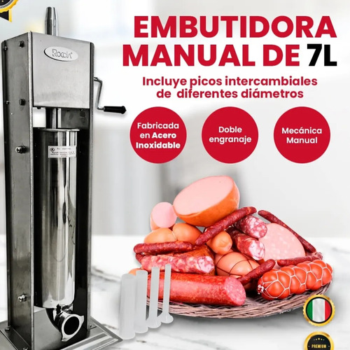  Embutidora Manual De 7 Litros Incluye Picos