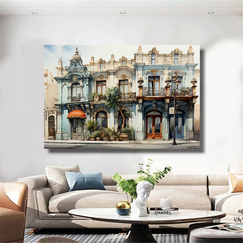 Arte Quadro Fachada Inspiração Alfredo Volpi Sala Tela 80x50