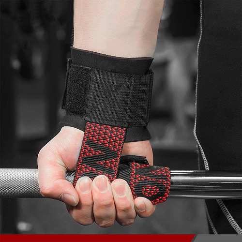 Straps Con Muñequera, Correas De Levantamiento Para Gimnasio Color Rojo
