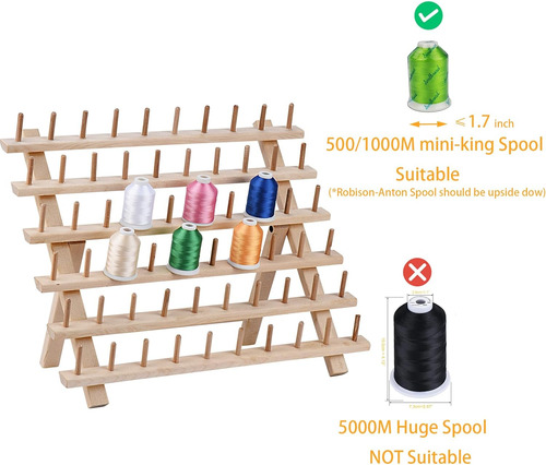 - Soporte De Hilo De Madera, 60 Carretes, Soporte Organ...