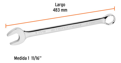 Llave Combinada Extralarga Std 1-11/16' X 55 Cm Truper 15632
