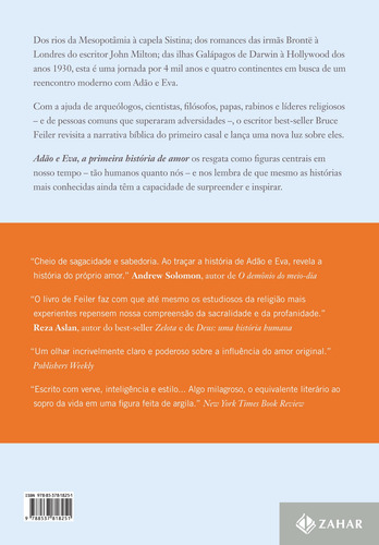 Adão e Eva, a primeira história de amor: E o que eles podem nos ensinar sobre relacionamentos, de Feiler, Bruce. Editorial Editora Schwarcz SA,Penguin Press, capa mole em português, 2019