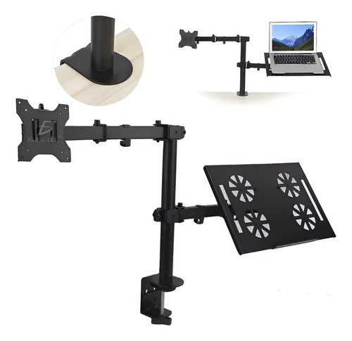 Soporte Doble Portátil Escritorio Pantalla Laptop 32 Pulgada Color Negro Ele-Gate HOLD.85