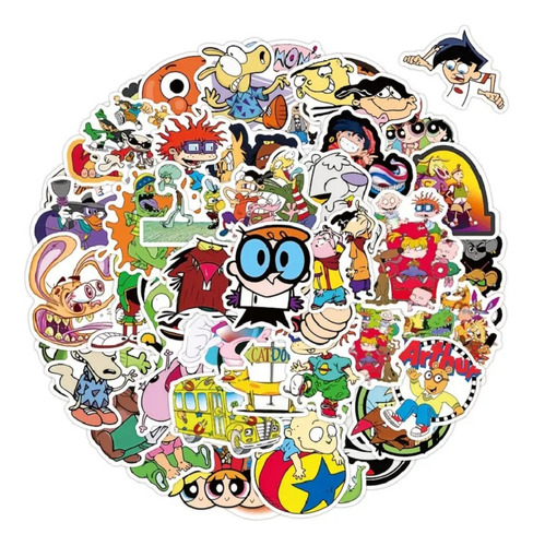 Stickers Caricaturas De Los 90 Calcomanías Rugrats Bob 50pz