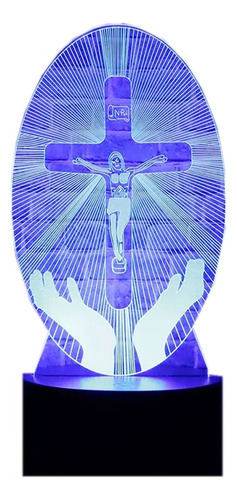 Decoración De Ilusión Óptica Led 3d De Cristo Jesús Cruz