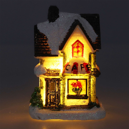 Faro De Resina Navideña Led De Casa De Pueblo Navideño