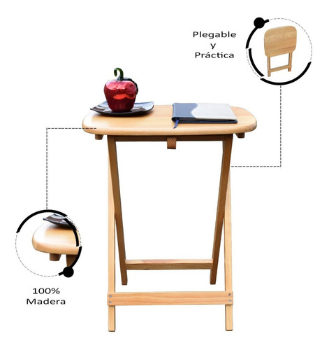 Mesa Plegable De Servicio De Madera Hogare Color OVAL AILE