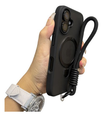 Funda Case Para iPhone Magsafe De Uso Rudo Con Soporte + Mica Cámara + Correas