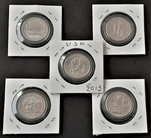 Set Monedas Usa 0.25 Dólar, Parques Nacionales, 2013, 5 Pza.