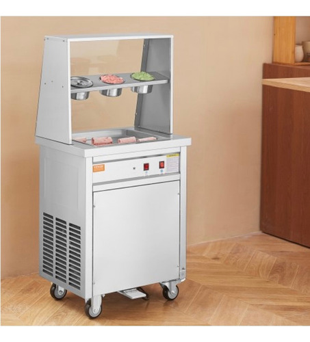 Máquina De Rollos De Helado Frito 13.8x13.8 Pulg Plateado 60hz