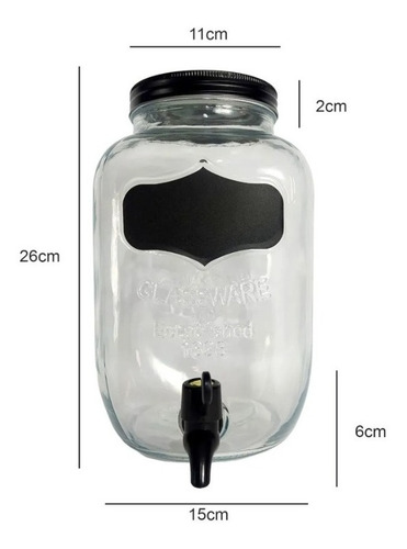 Imagen 2 de 2 de Dispenser Frasco Con Canilla Vidrio 4 Litros Bebidas Jugos