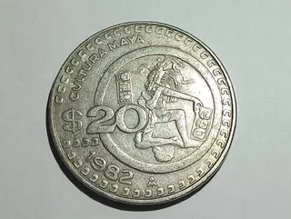 Moneda 20 Pesos 1982 Cultura Maya