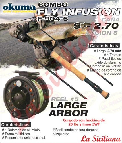Combo Okuma Fly Mosca Infusion 904-5 Caña Reel