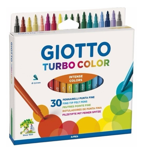 Marcadores Fibras Giotto Turbo Color X30 Lavables No Toxicos