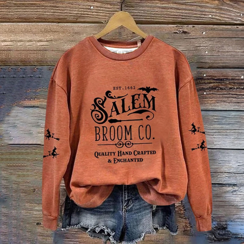 Blusa/camisa De Manga Larga Con Cuello Redondo Y Estampado D