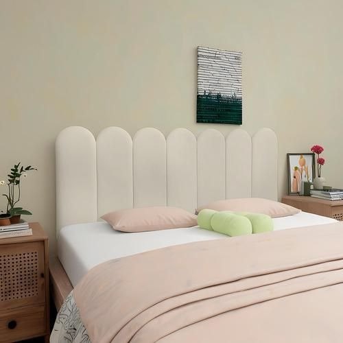 Kit 5 Peças Cabeceira Nuvem De Cama Modular Estofada 60x20 Cor Branco
