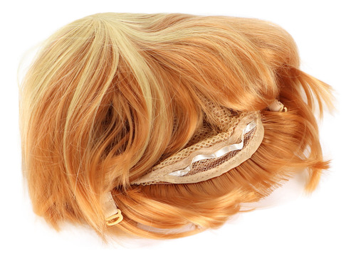 Peluca Corta Amarilla Para Cosplay De Fibra Sintética Ondula