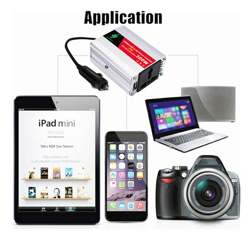 Inversor De Corriente Portátil Dc12v.ac220v 300w Con Usb