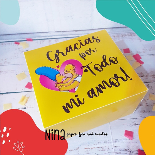 Box Caja Los Simpson Flork Para Novio Novia Aniversario 