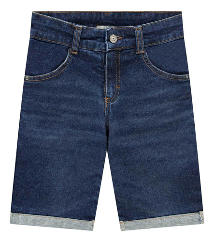 Bermuda Infantil Jeans Trek Elastano Bolsos Zíper Menino