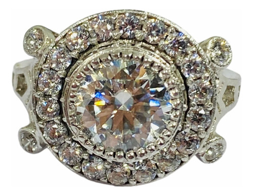 Anillo Compromiso Estilo Antiguo Diamante Moissanita Genuino