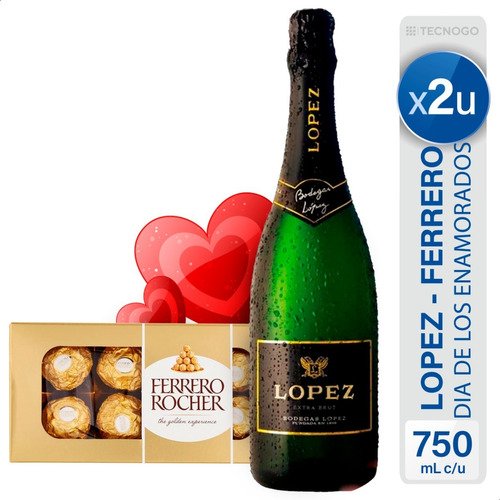 Chocolate Ferrero Rocher Espumante Lopez San Valentin Combo