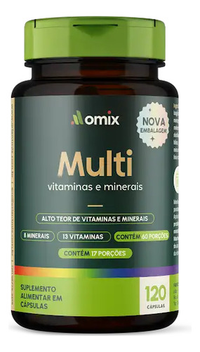 Multivitamínico Omix 12 Vitaminas 8 Minerais - 120 Cápsulas