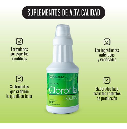 Kit Clorofila Kukamonga | 2 Frascos de 500 ml | Apoya Digestión y Limpieza Interna | Rinde 1 a 2 Meses | Sin Sabor Añadido