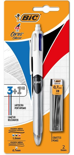 Bolígrafo/lápiz multifuncional Bic de 4 colores y color grafito blanco